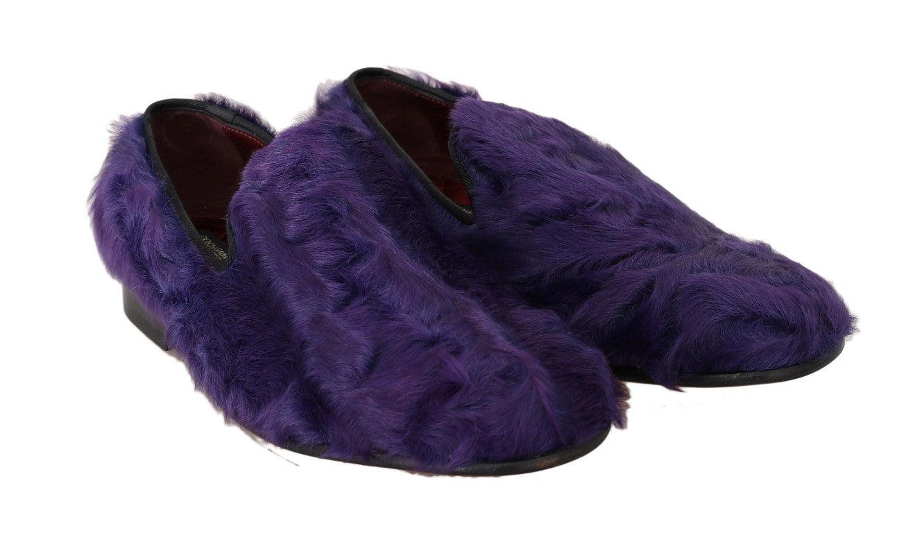 Plush Purple Sheep Fur Loafers