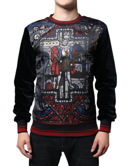 Multicolor Jacquard Crew Neck Sweatshirt Sweater