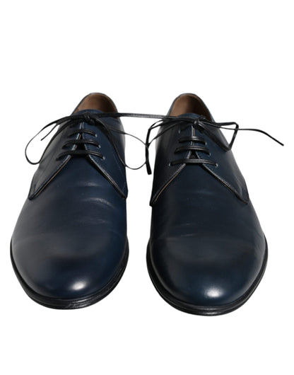 Navy Blue Leather Derby Dress Formal Shoes