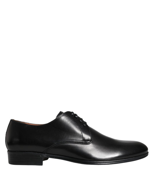 Black Leather Derby Formal Dress Shoes