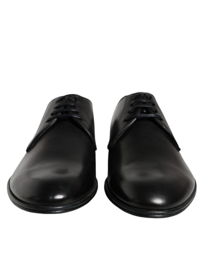 Black Leather Derby Formal Dress Shoes