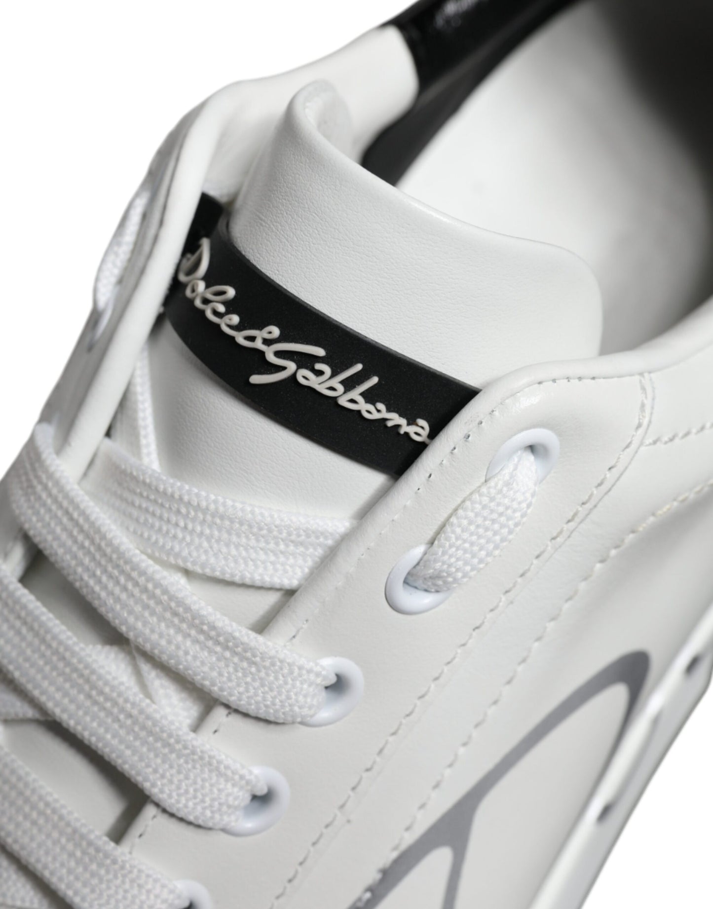 White Blue Leather Logo Low Top Sneakers Shoes