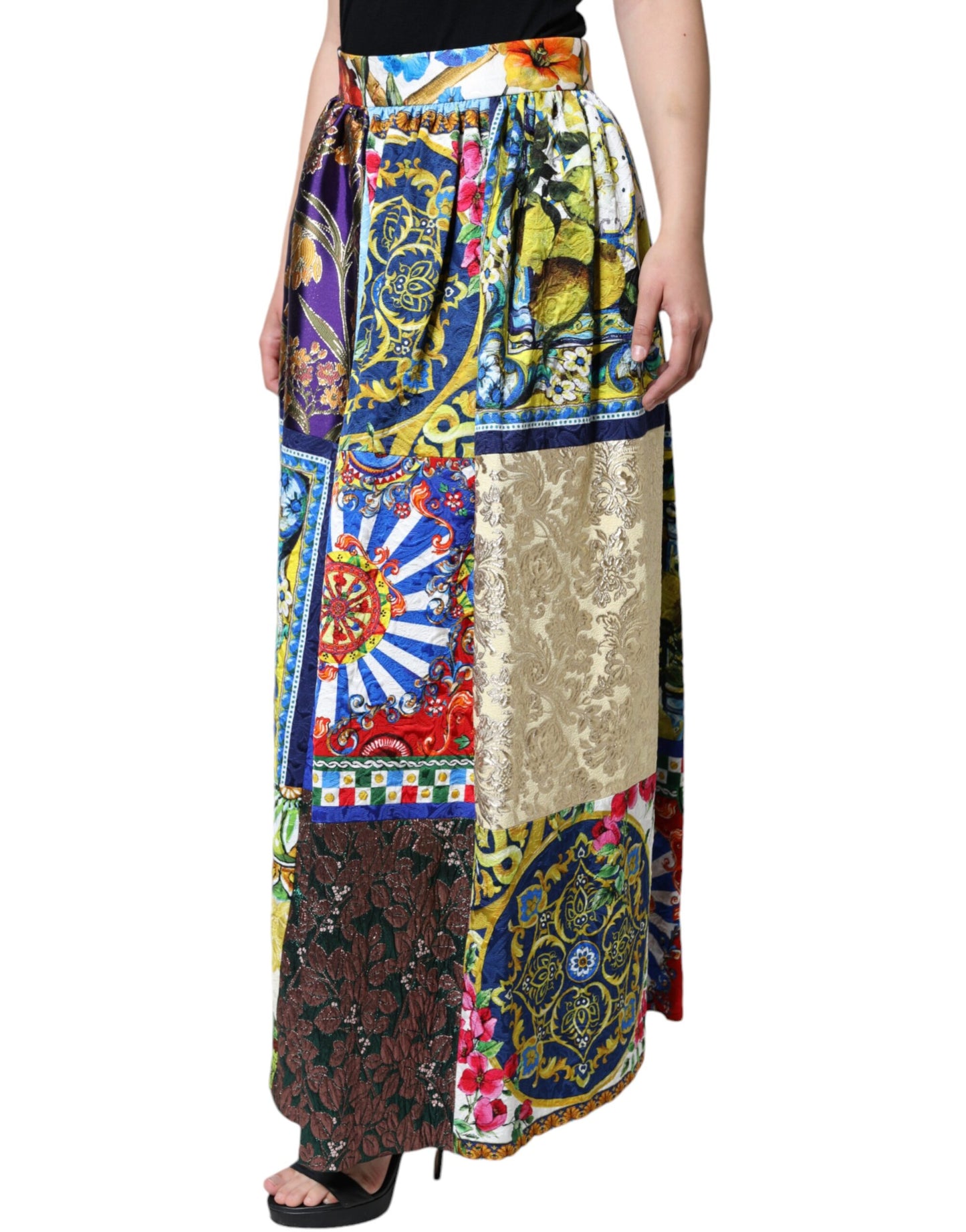 Multicolor Patchwork Sicily Long Maxi Skirt