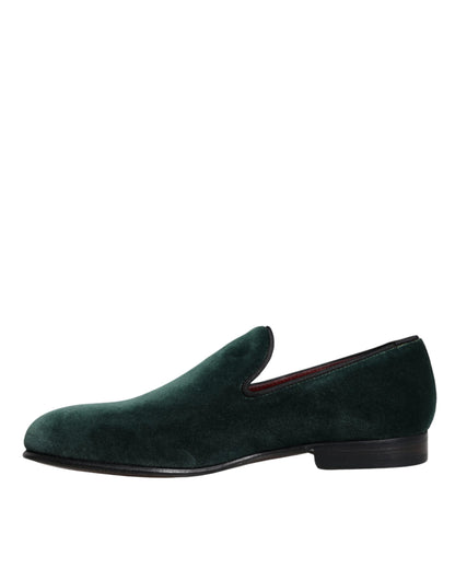 Green Velvet Slip On Loafers Flats Shoes