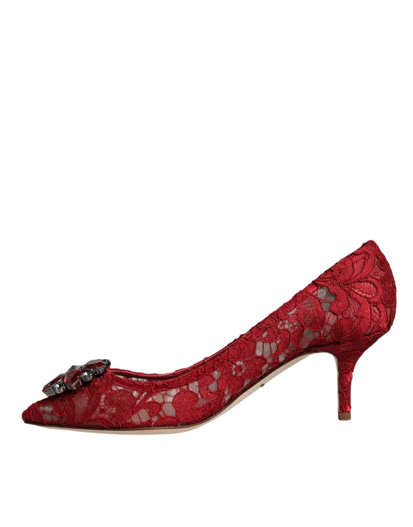 Red Taormina Lace Crystal Heels Pumps Shoes