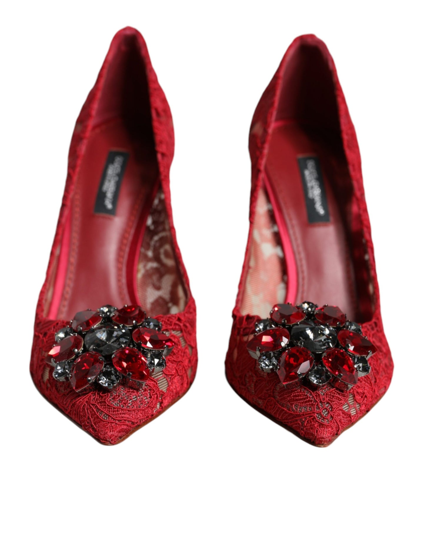 Red Taormina Lace Crystal Heels Pumps Shoes