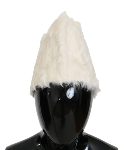 Elegant White Fur Beanie Luxury Winter Hat