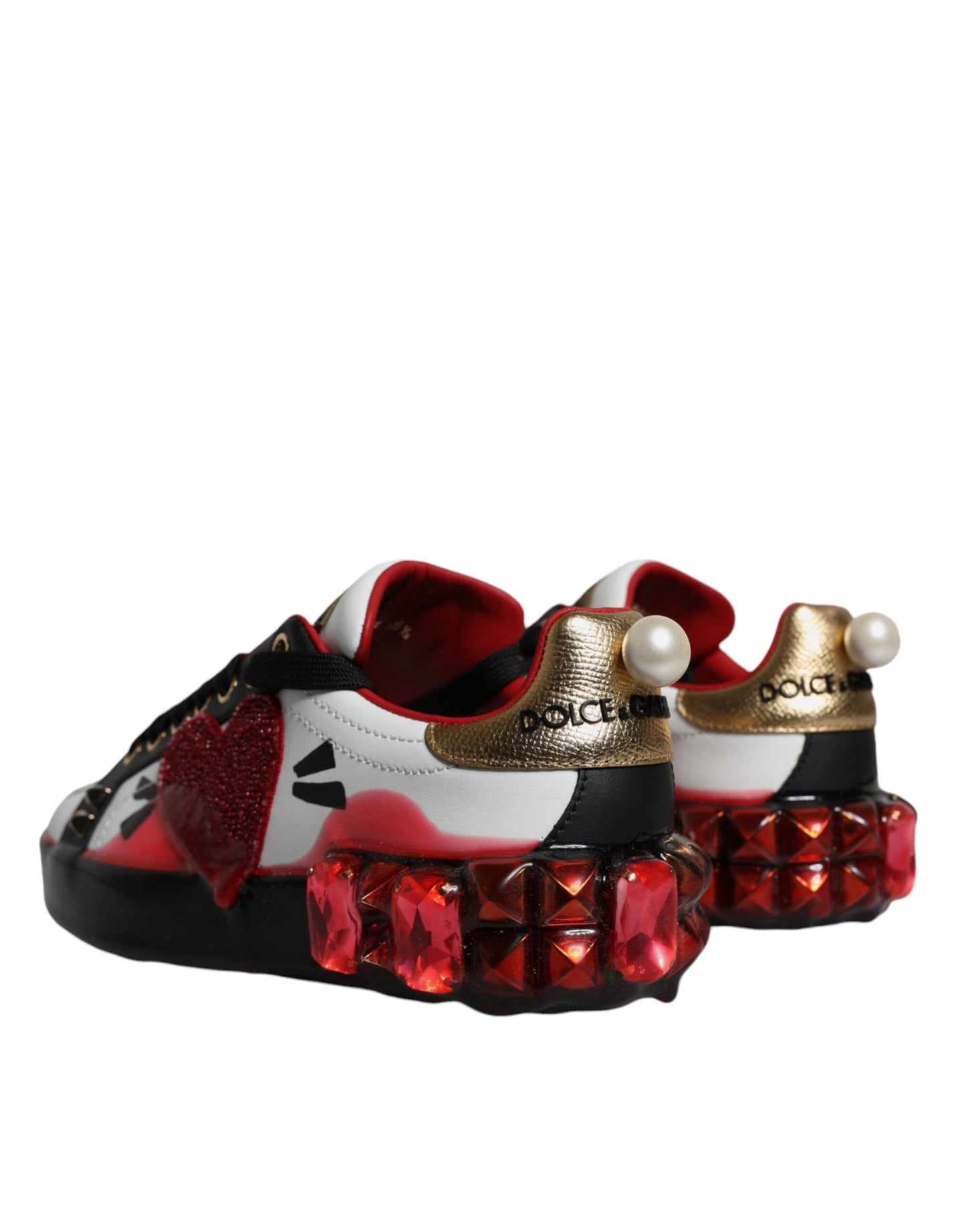 White Red Crystals Portofino Sneakers Shoes