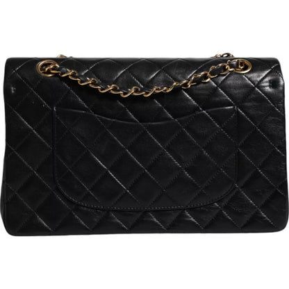 Black Lambskin Medium Classic Double Flap Quilted Gold Shoulder Bag