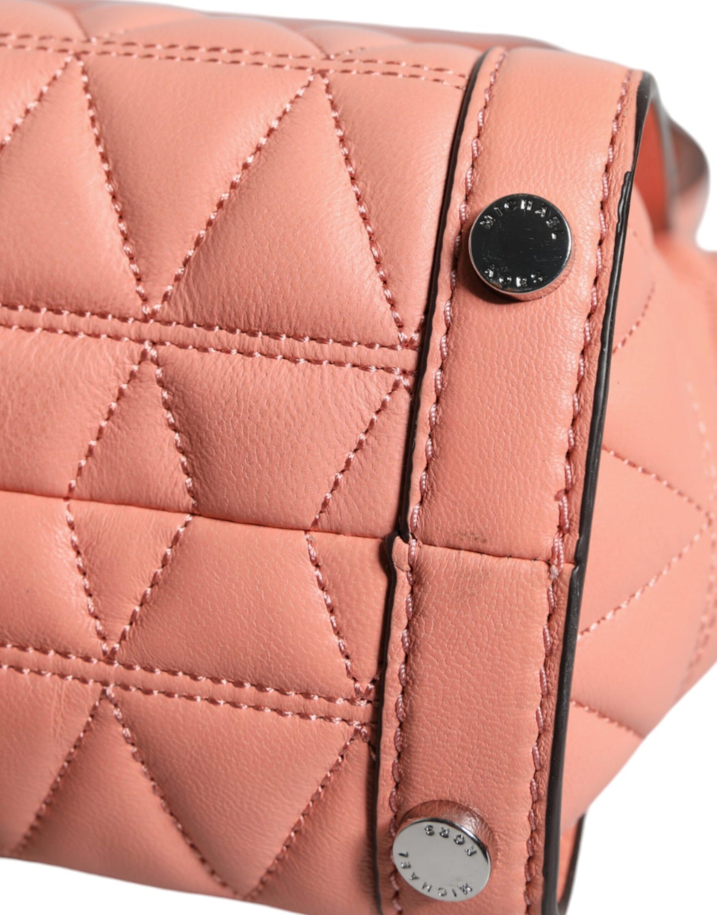 Peach Quilted Leather Logo Crossbody VIVIANNE Messenger Bag