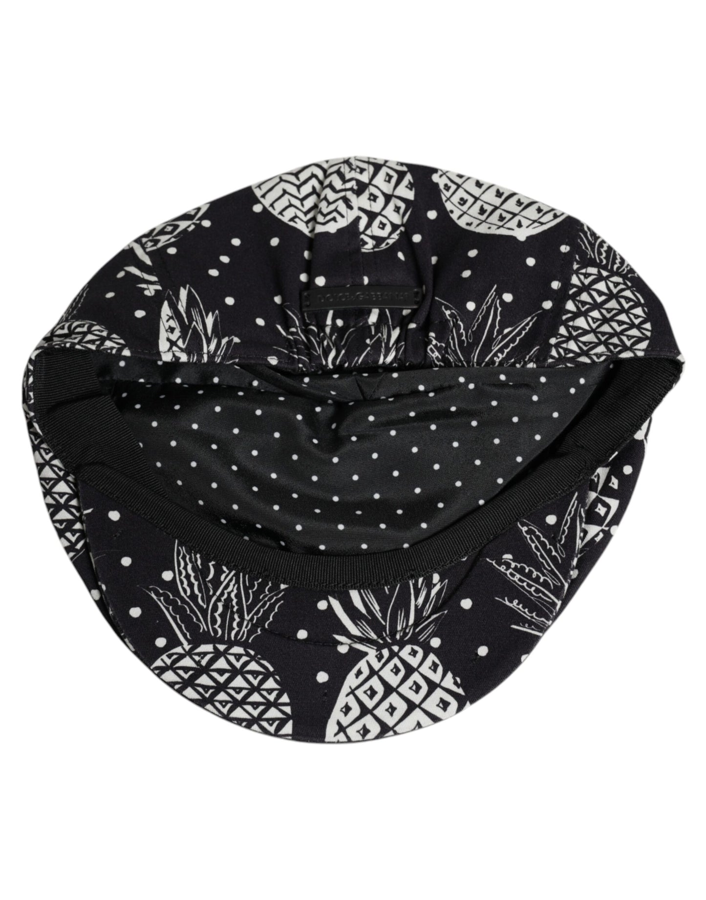 Black White Pineapple Print Newsboy Cap Hat