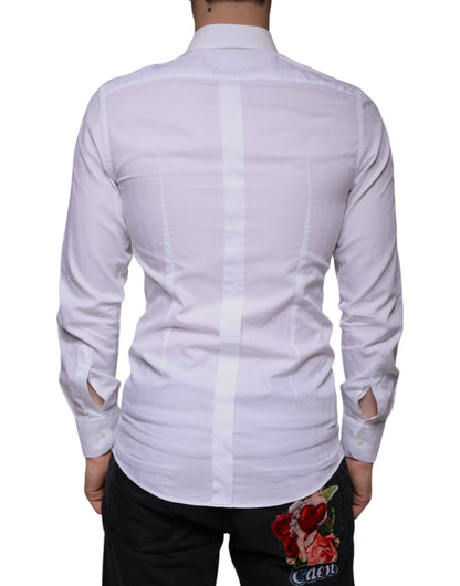 White Cotton Men Dress GOLD Formal Shirt