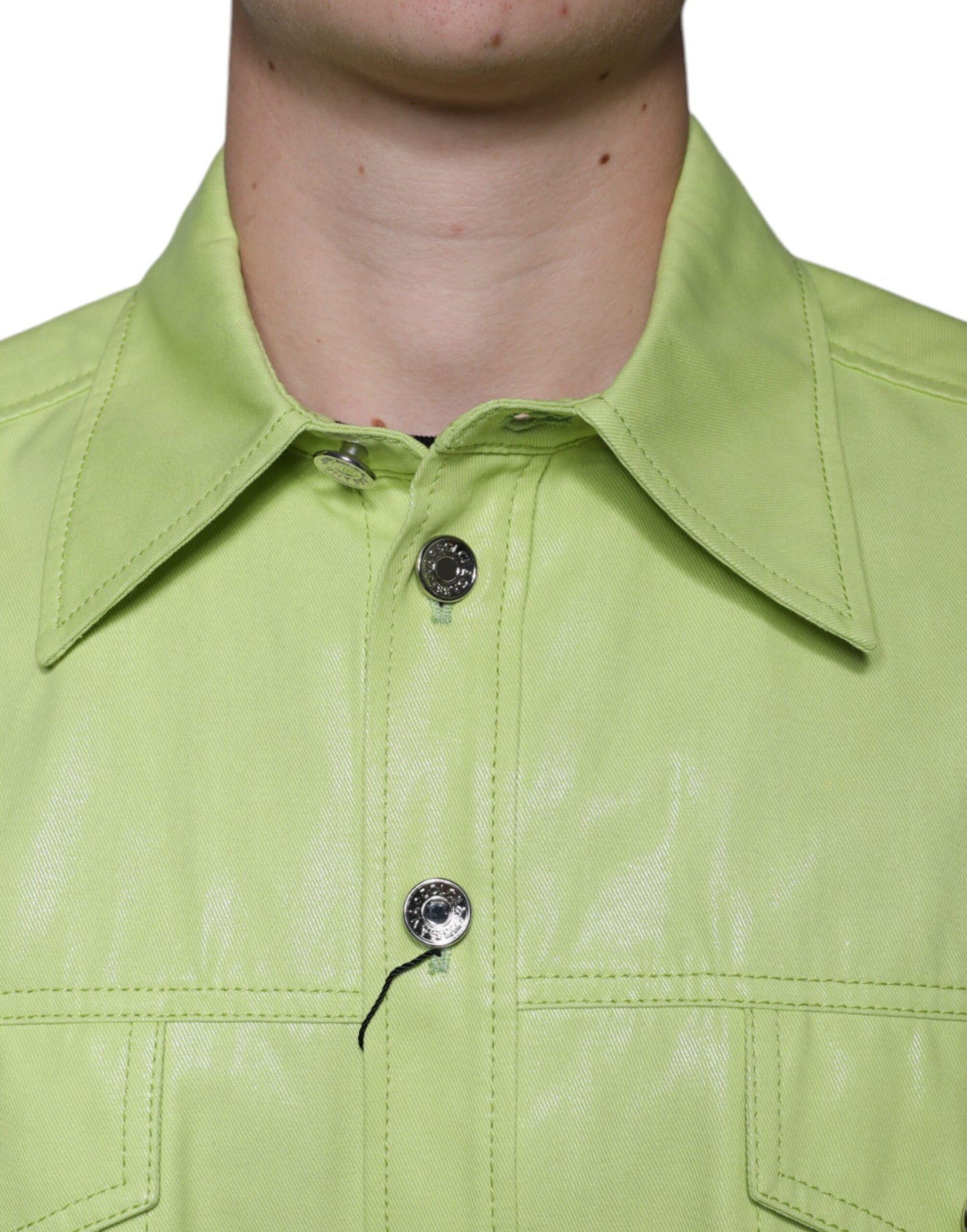 Green Cotton Collared Men Button Down Shirt