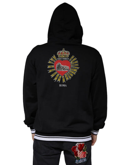 Black Sacred Heart Crown Hooded Sweatshirt Sweater