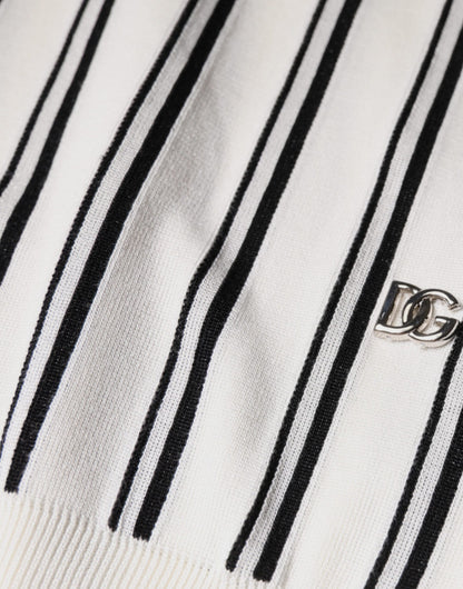 White Black Stripe Polo Short Sleeve T-shirt