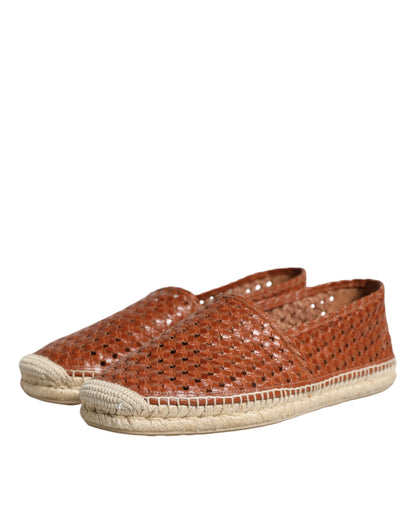 Maroon Woven Leather Men Espadrille Shoes