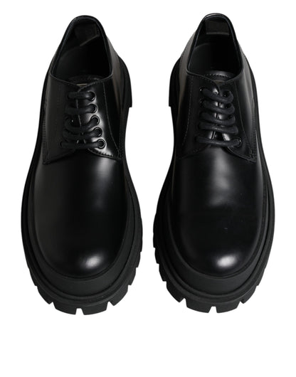 Black Leather Lace Up Trekking Dress Shoes