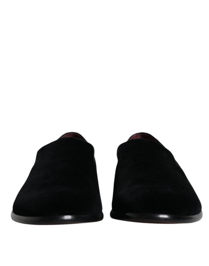 Black Suede Leather Slippers Loafers Shoes