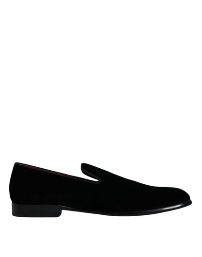 Black Suede Leather Slippers Loafers Shoes