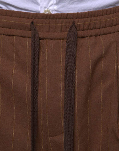 Brown Stripes Skinny Men Dress Pants