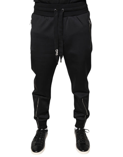 Black Polyester Men Jogger Sweatpants Pants