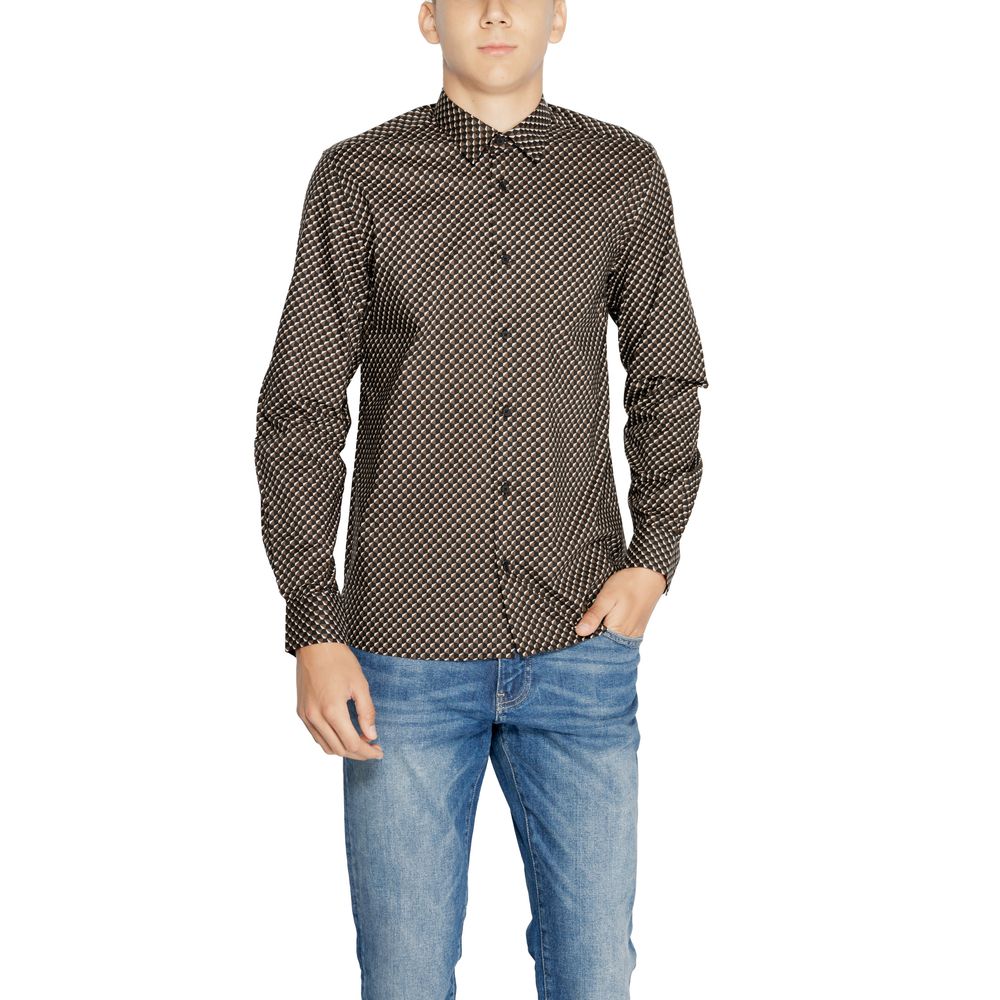 Brown Cotton Pattern Shirt