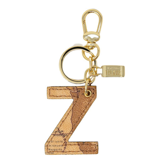 Beige Leather Keychain