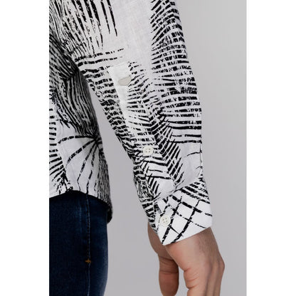 Black Linen Pattern Shirt