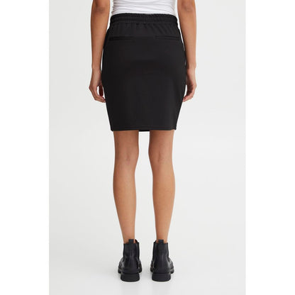 Black Polyester Mini Skirt