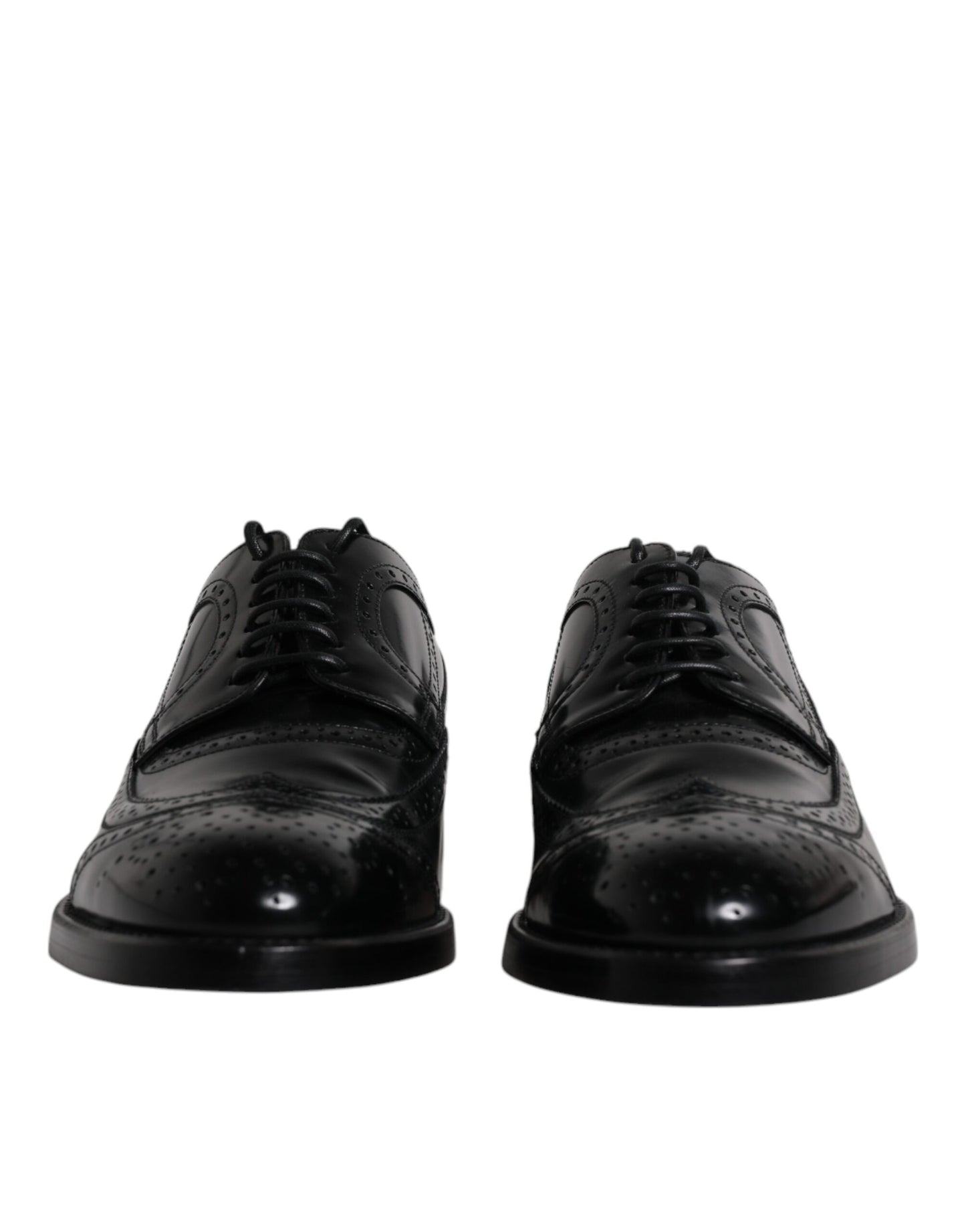 Black Leather Derby Wingtip Formal Shoes