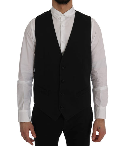 Sleek Black Single-Breasted Waistcoat