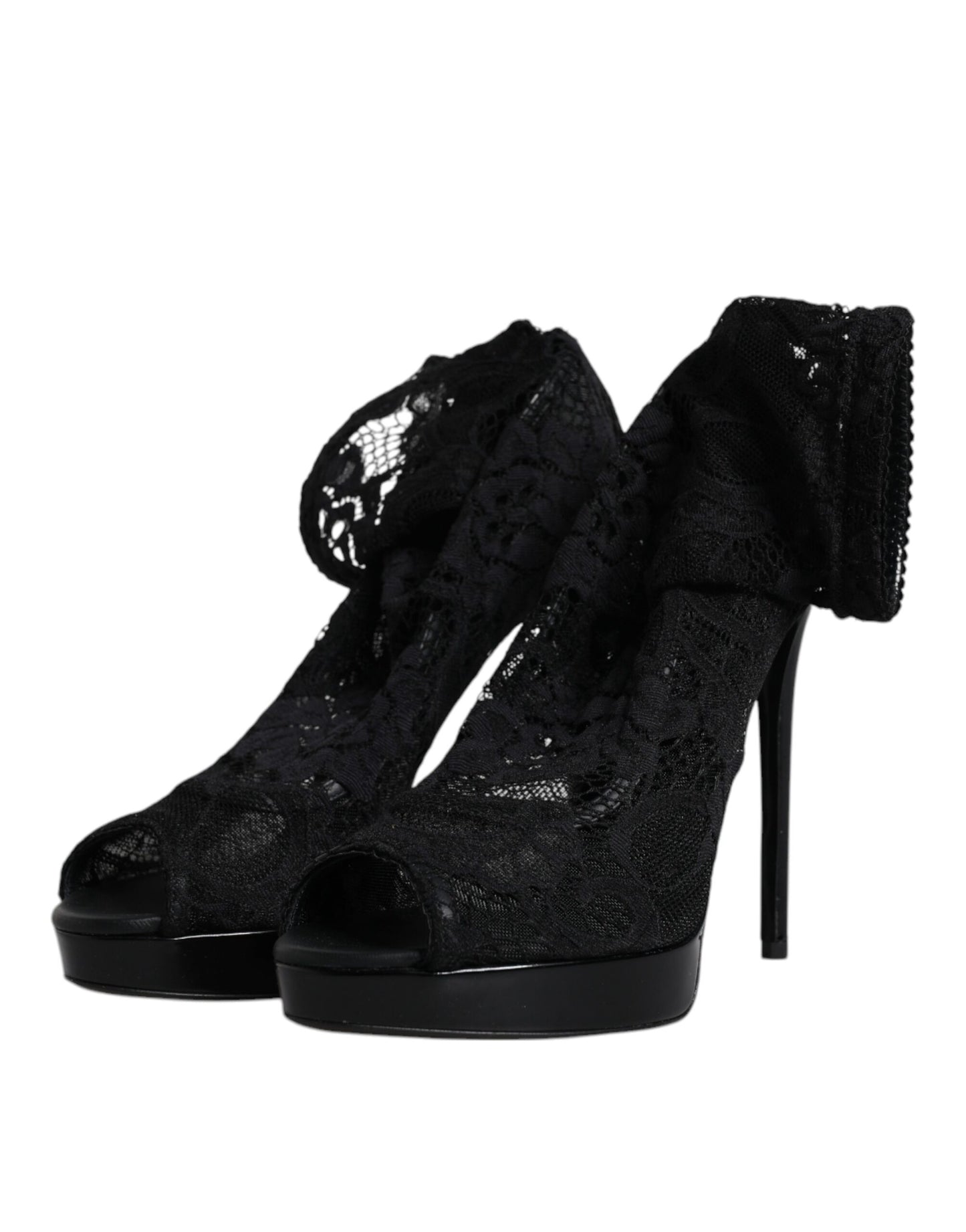 Black Stretch Taormina Lace Boots Shoes