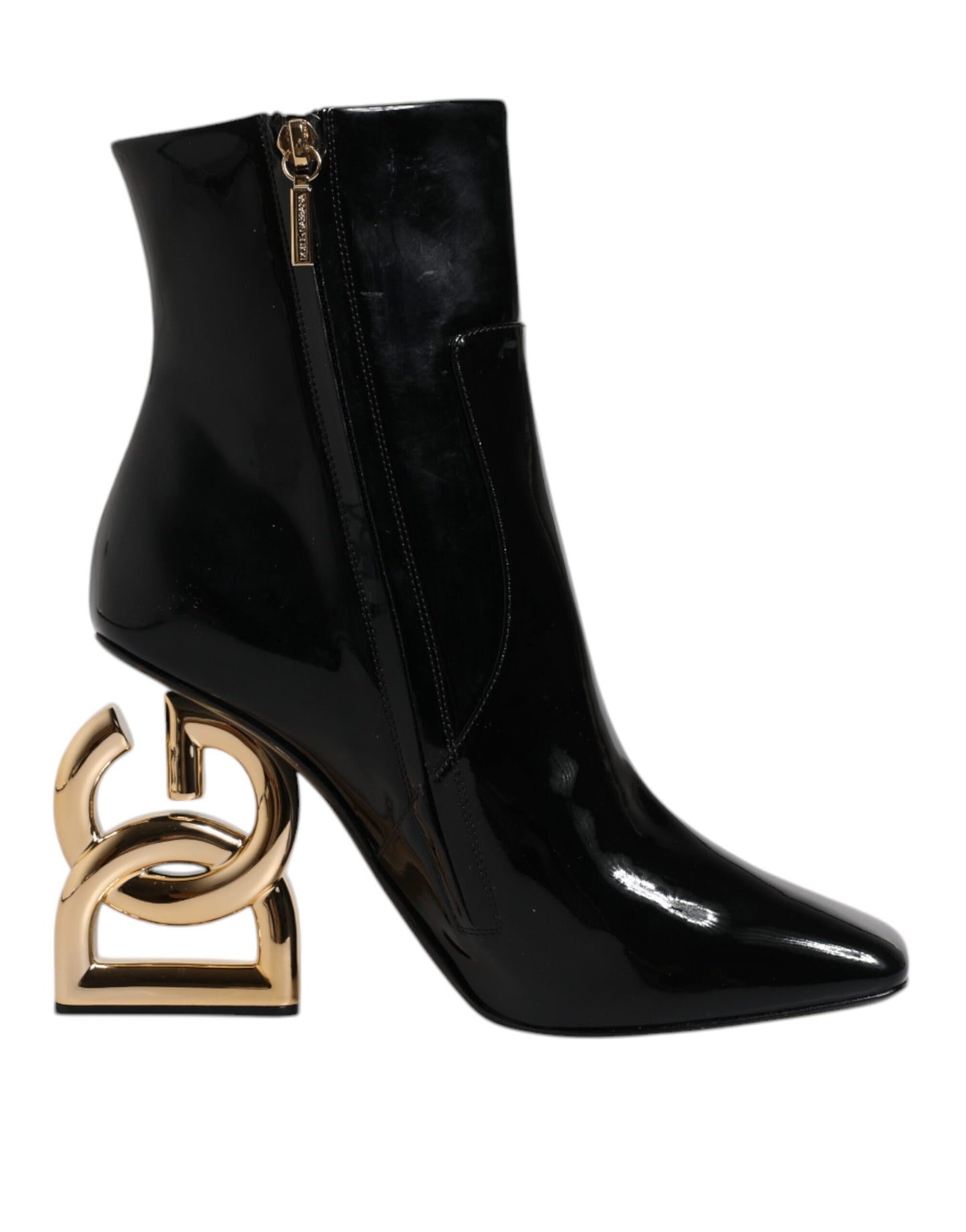 Black Jackie Leather Mid Calf Boots Shoes