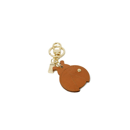 Beige Leather Keychain