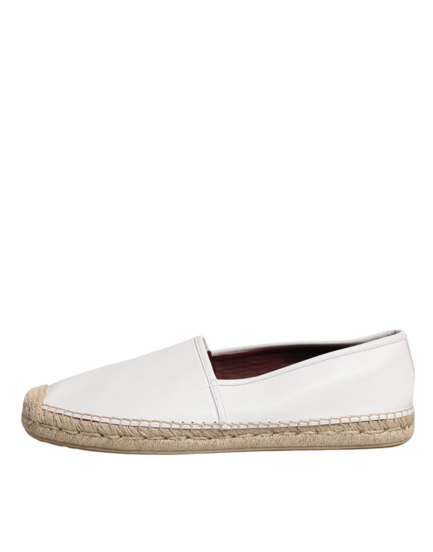 White Calfskin Leather Men Espadrilles Shoes