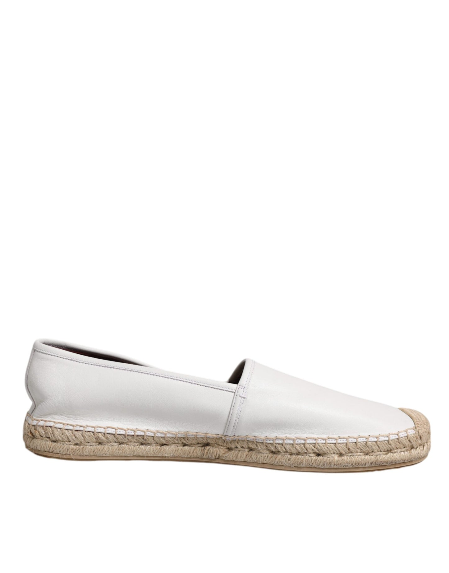 White Calfskin Leather Men Espadrilles Shoes