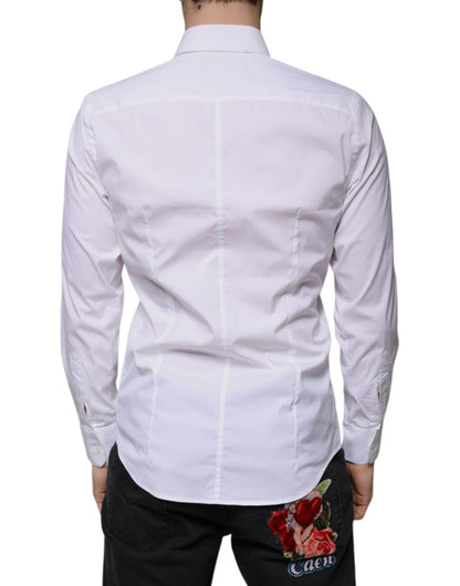 White Cotton Blend Men MARTINI Dress Shirt