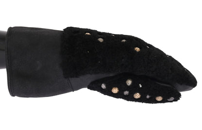 Studded Black Leather Gentleman's Gloves