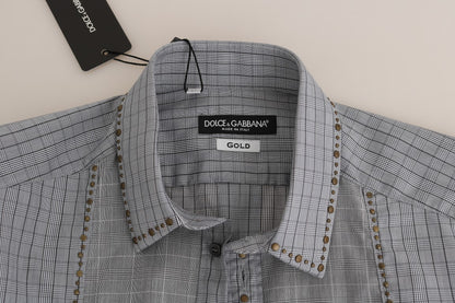 Elegant Gray Checkered Slim Fit Casual Shirt