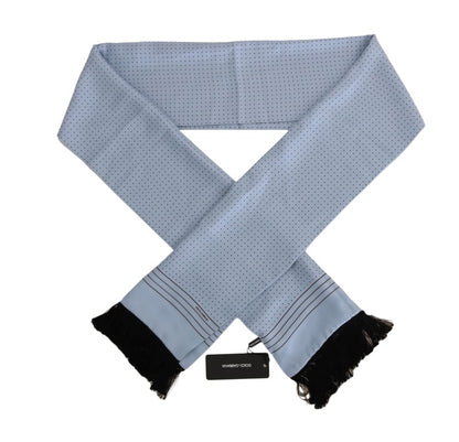 Elegant Blue Silk Polka Dot Men's Scarf