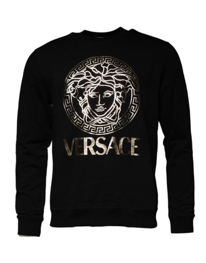 Black Medusa Fleece Men Crew Neck Sweatshirt Sweater