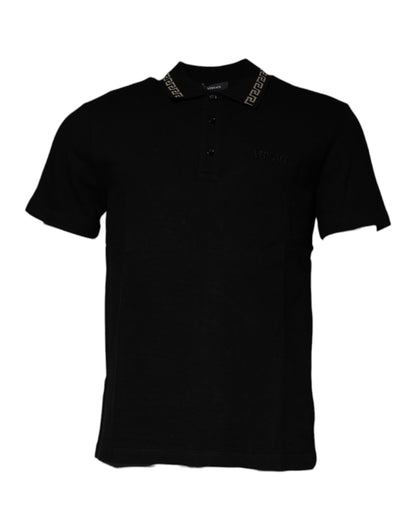 Black Viscose Collared Polo Short Sleeves T-shirt