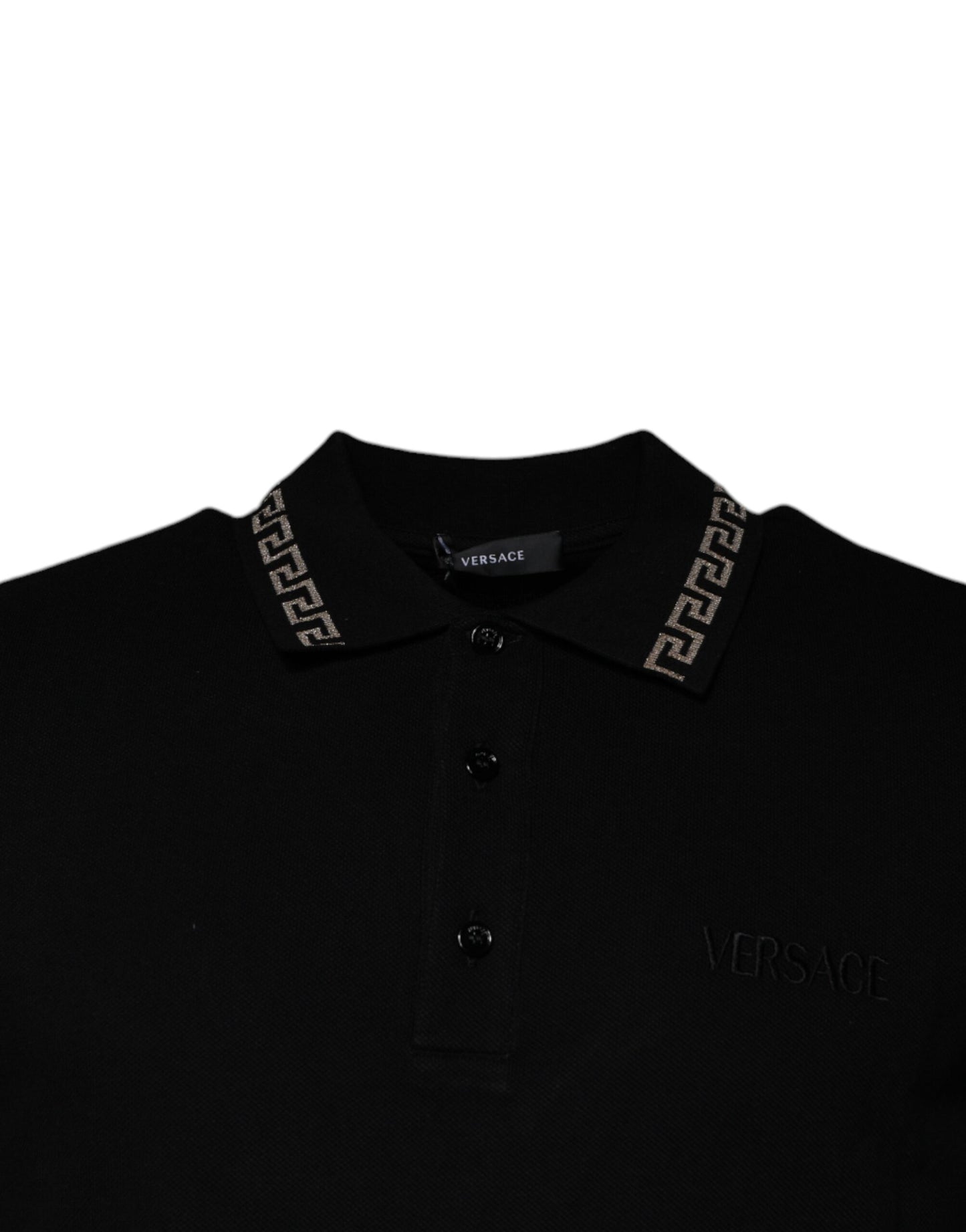 Black Viscose Collared Polo Short Sleeves T-shirt