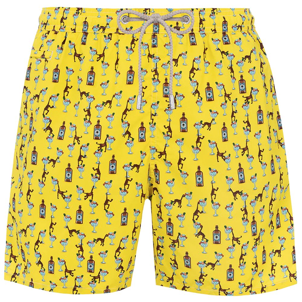 Yellow Polyester Men Swimwear