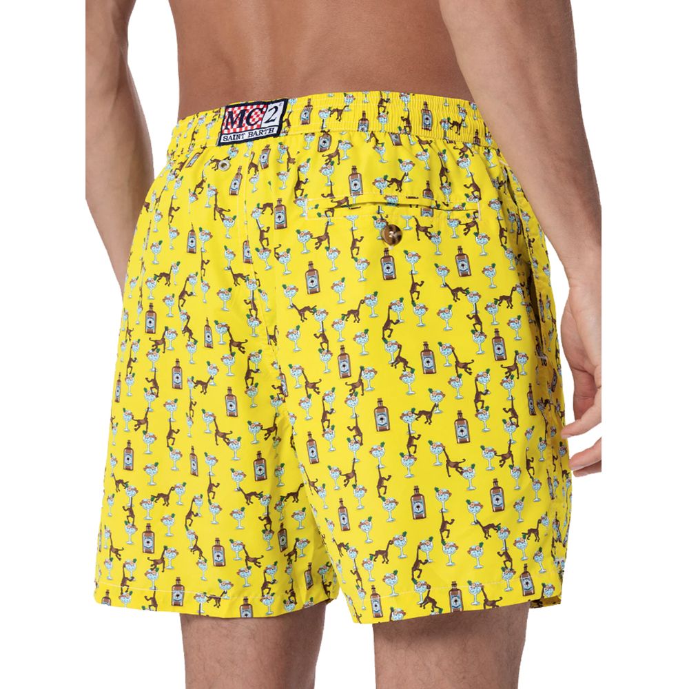 Yellow Polyester Men Swimwear