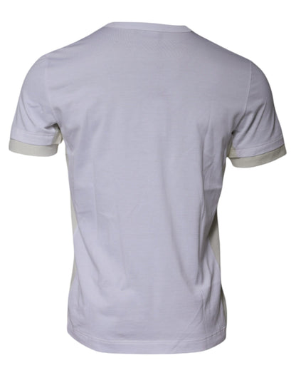 White Cotton Crew Neck Short Sleeves T-shirt