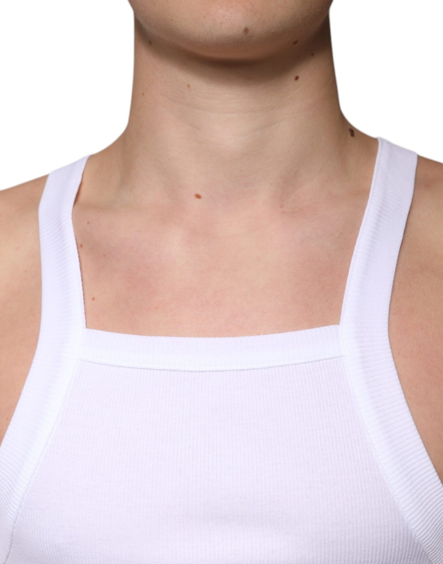 White Cotton Sleeveless Square Neck Tank T-shirt