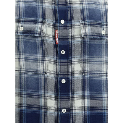 Blue Cotton Pattern Shirt
