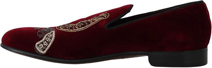 Bordeaux Velvet Sequined Men's Loafers