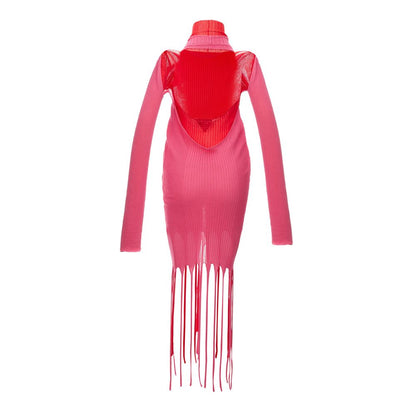 Pink Cotton Casual Dress